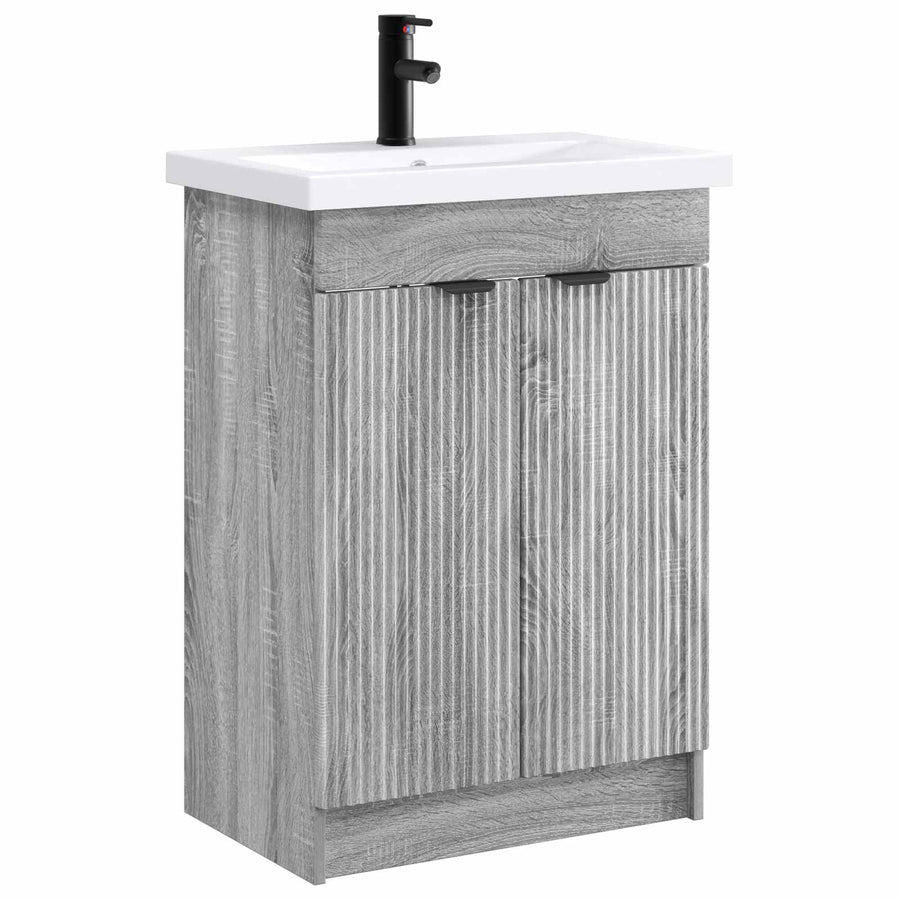 Badkamermeubelset Grijs Sonoma 56 x 37,5 x 81 cm Bewerkt hout
