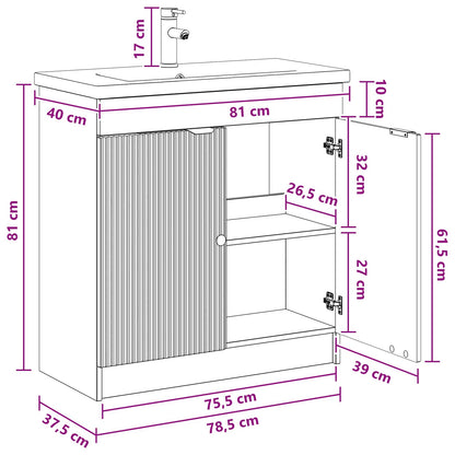 Badkamermeubelset Wit 78,5 x 37,5 x 81 cm Bewerkt hout