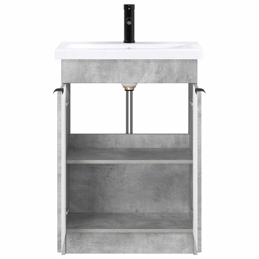 Badkamermeubelset Betongrijs 78,5 x 37,5 x 81 cm Bewerkt hout