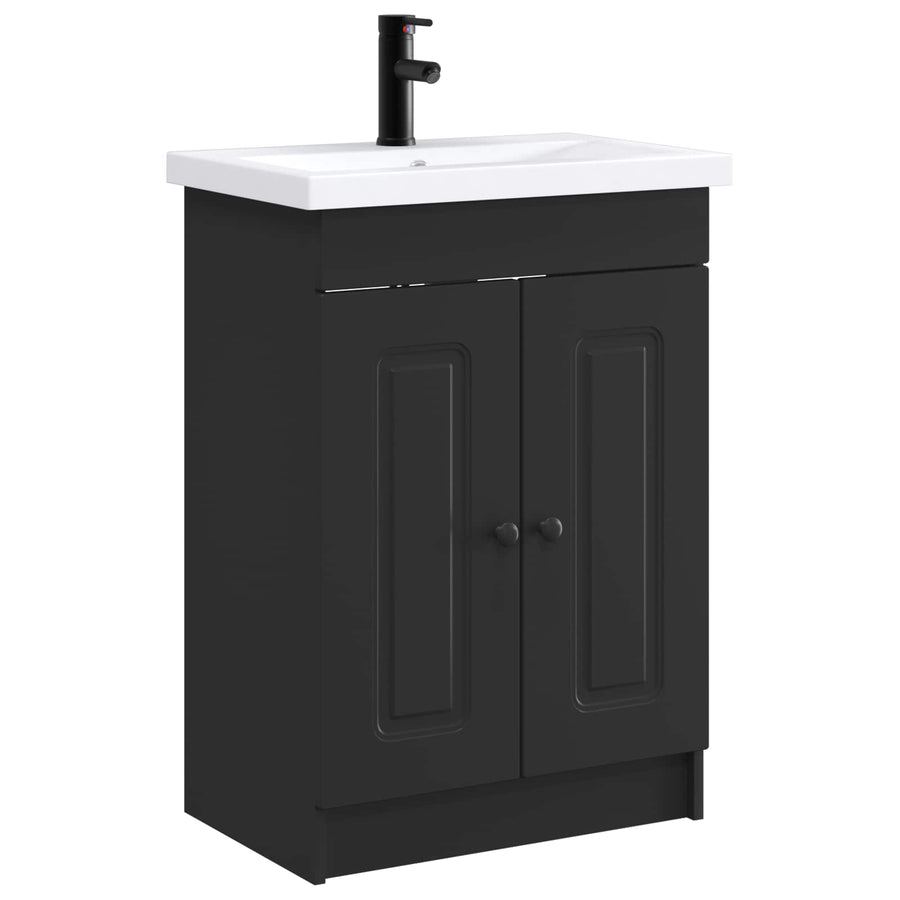 Badkamermeubelset Zwart 56 x 37,5 x 81 cm Bewerkt hout