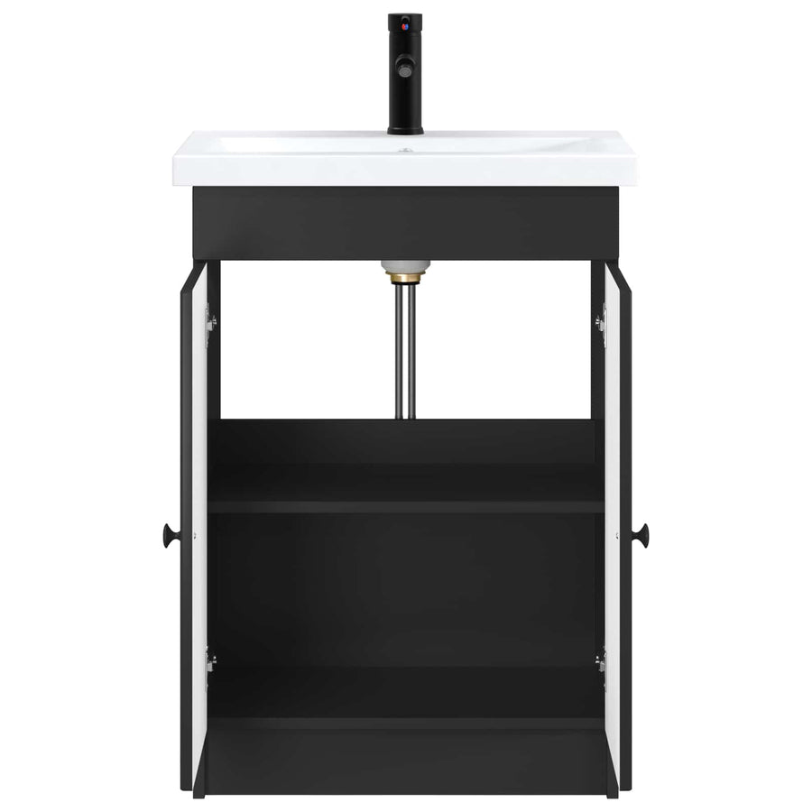 Badkamermeubelset Zwart 56 x 37,5 x 81 cm Bewerkt hout