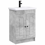 Badkamermeubelset 56x37,5x81 cm betongrijs bewerkt hout