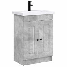 Badkamermeubelset Betongrijs 56 x 37,5 x 81 cm Bewerkt hout