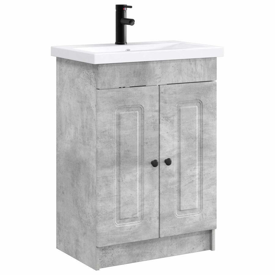 Badkamermeubelset Betongrijs 56 x 37,5 x 81 cm Bewerkt hout