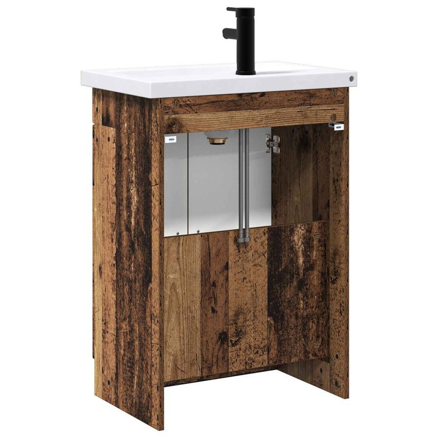 Badkamermeubelset Oud hout 56 x 37,5 x 81 cm Bewerkt hout