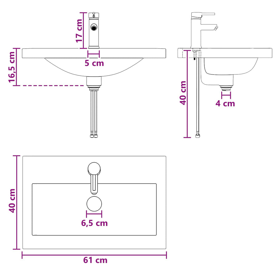 Badkamermeubelset Oud hout 56 x 37,5 x 81 cm Bewerkt hout