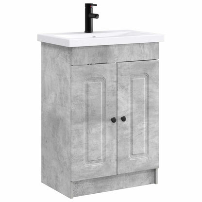 Badkamermeubelset Betongrijs 78,5 x 37,5 x 81 cm Bewerkt hout