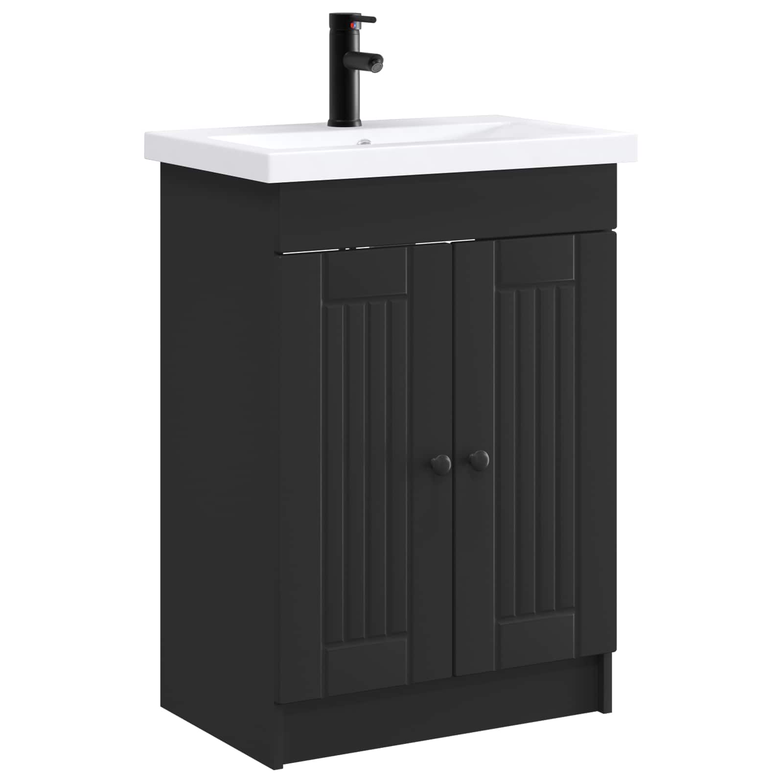 Badkamermeubelset Zwart 56 x 37,5 x 81 cm Bewerkt hout