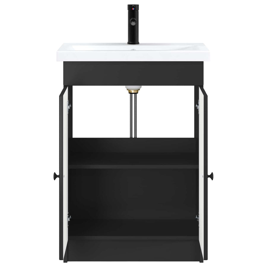 Badkamermeubelset Zwart 56 x 37,5 x 81 cm Bewerkt hout