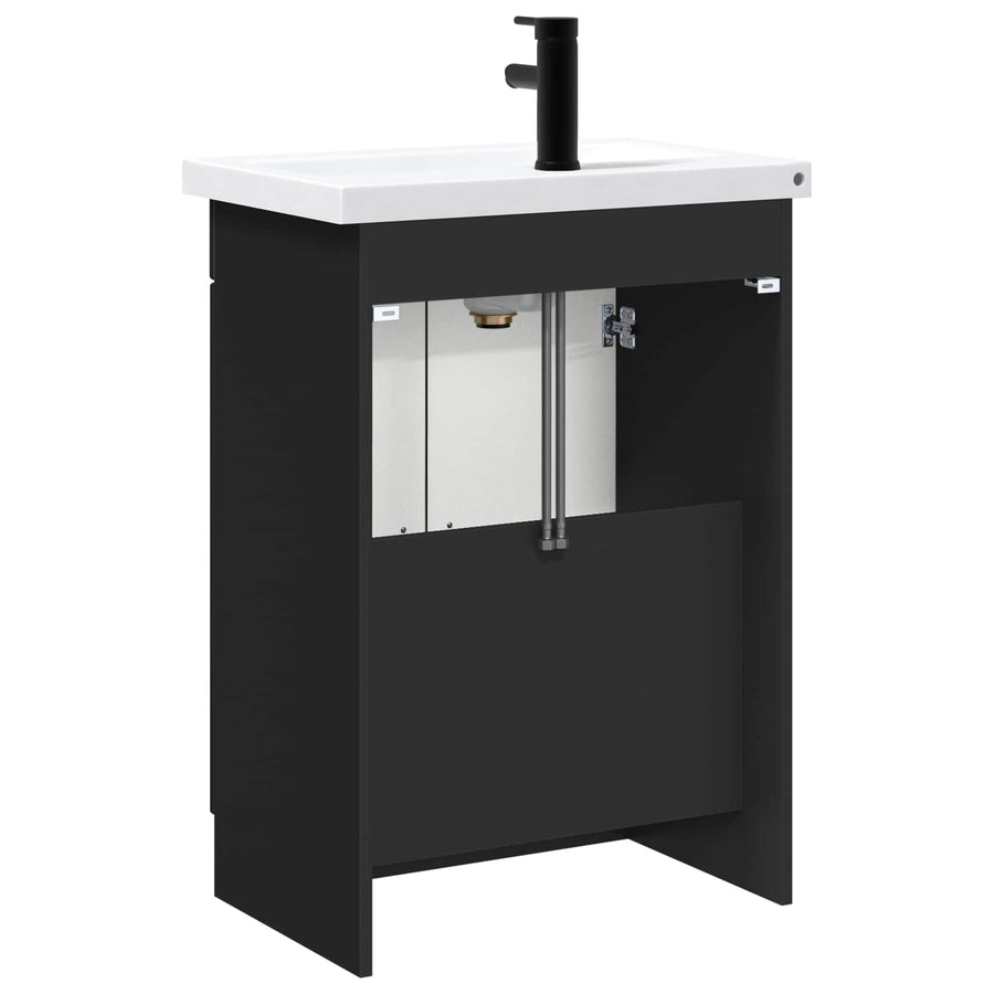 Badkamermeubelset Zwart 56 x 37,5 x 81 cm Bewerkt hout