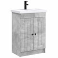 Badkamermeubelset Betongrijs 56 x 37,5 x 81 cm Bewerkt hout