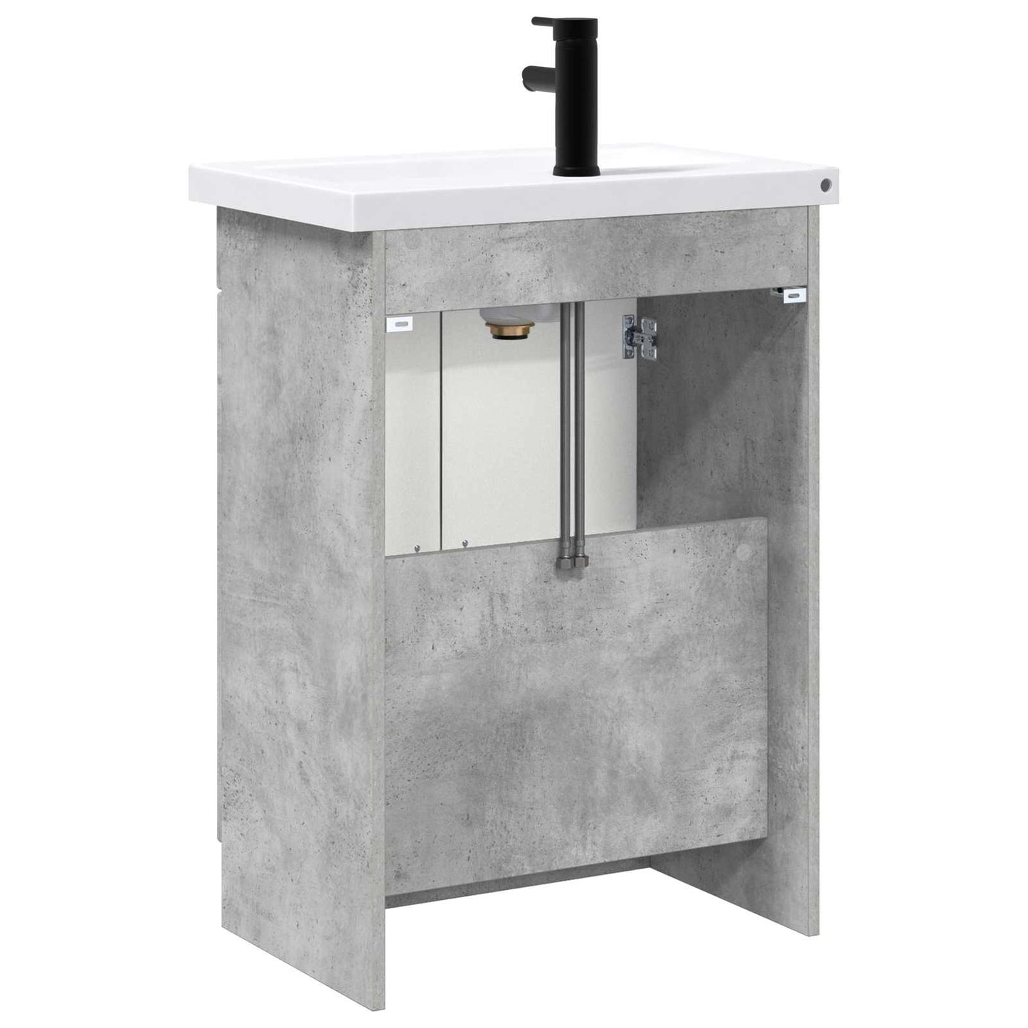 Badkamermeubelset Betongrijs 56 x 37,5 x 81 cm Bewerkt hout