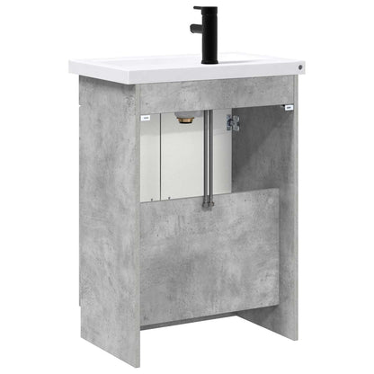 Badkamermeubelset Betongrijs 56 x 37,5 x 81 cm Bewerkt hout