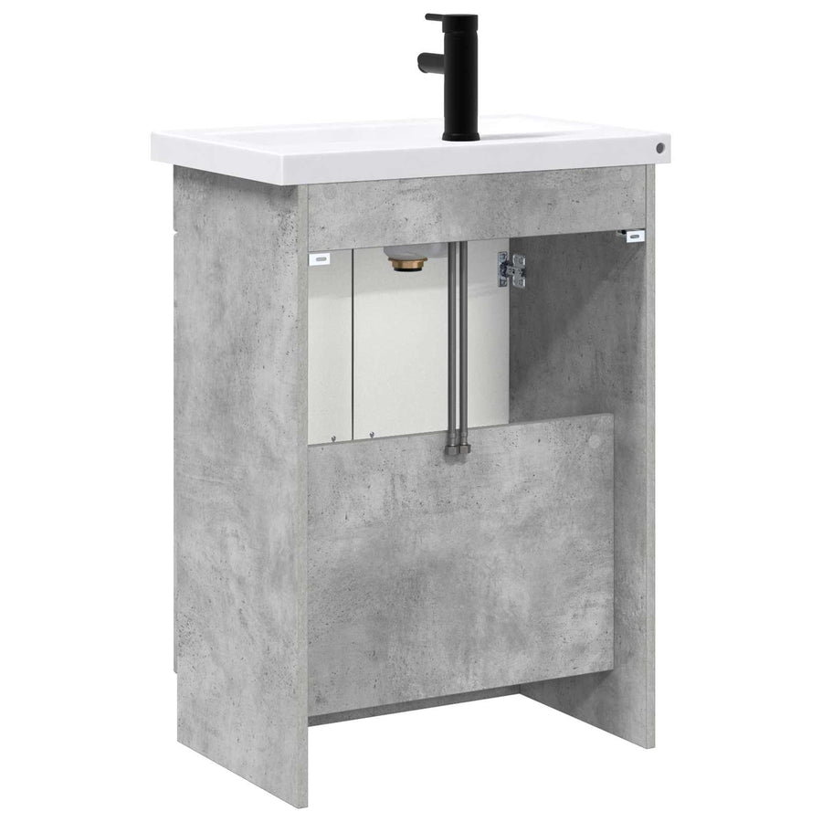 Badkamermeubelset Betongrijs 56 x 37,5 x 81 cm Bewerkt hout