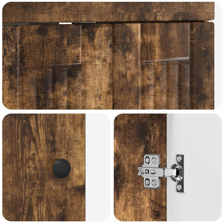 Badkamermeubelset Gerookt eiken 56 x 37,5 x 81 cm Bewerkt hout