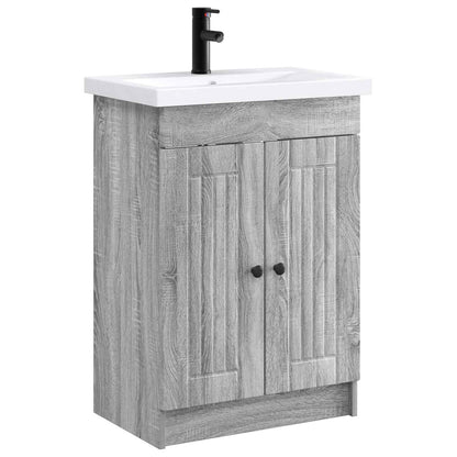 Badkamermeubelset Grijs Sonoma 56 x 37,5 x 81 cm Bewerkt hout