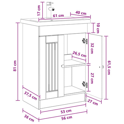 Badkamermeubelset Grijs Sonoma 56 x 37,5 x 81 cm Bewerkt hout