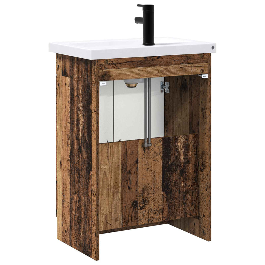 Badkamermeubelset Oud hout 56 x 37,5 x 81 cm Bewerkt hout