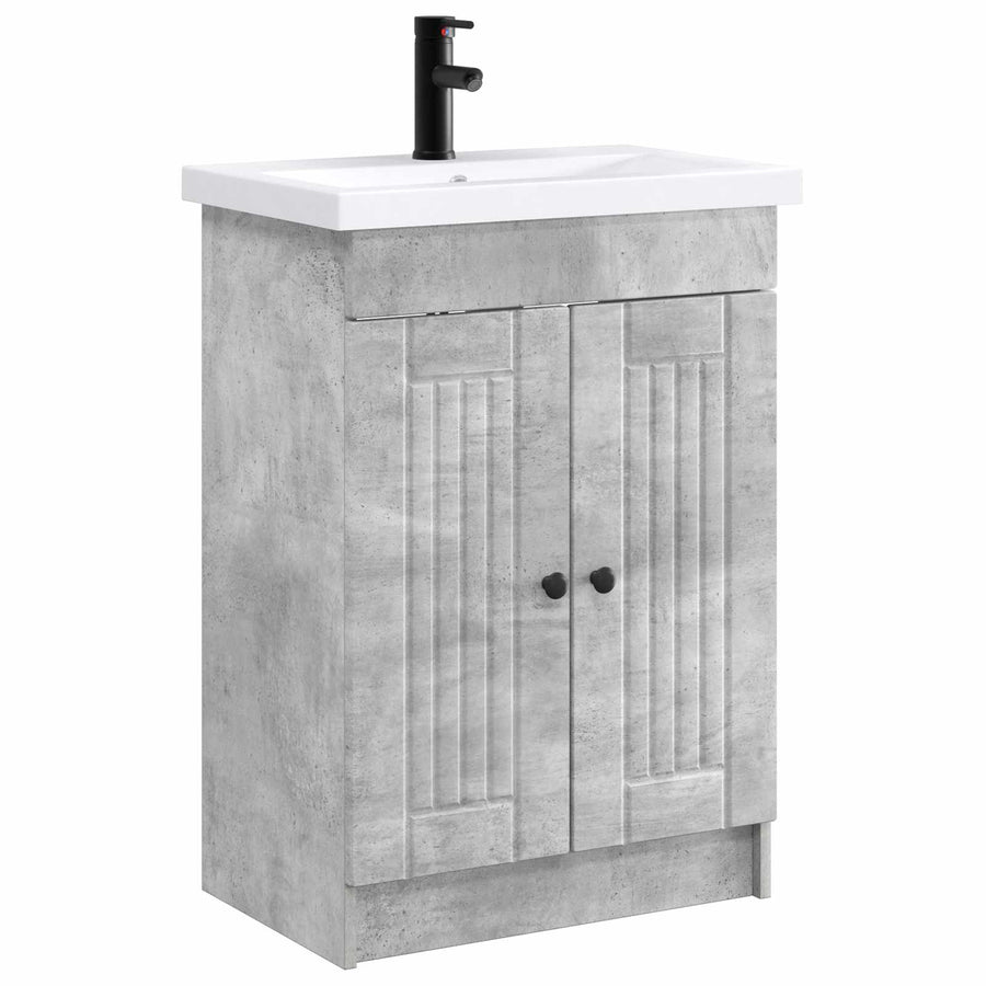 Badkamermeubelset Betongrijs 78,5 x 37,5 x 81 cm Bewerkt hout