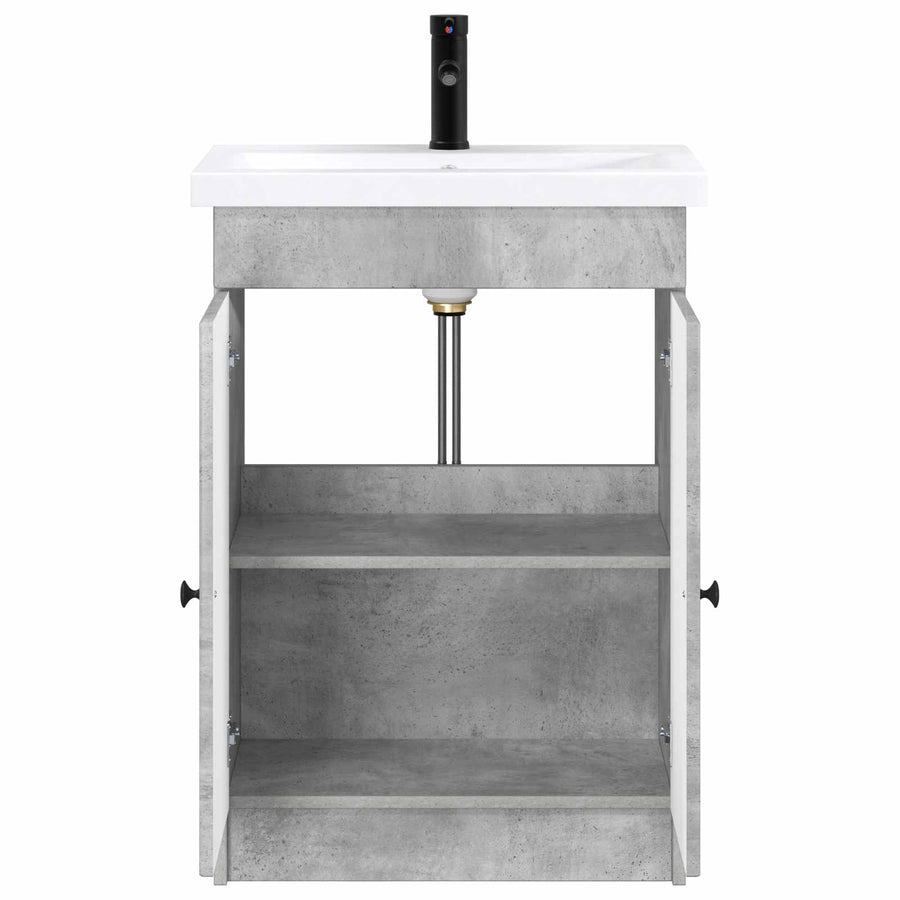 Badkamermeubelset Betongrijs 78,5 x 37,5 x 81 cm Bewerkt hout