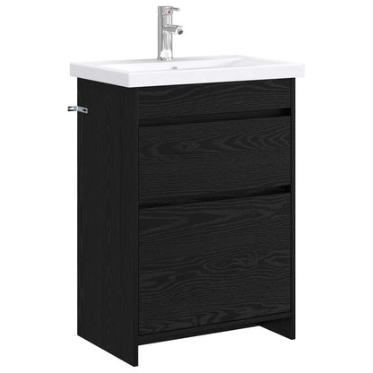 Badkamermeubelset Zwart eiken 61 x 40 x 84,5 cm Bewerkt hout