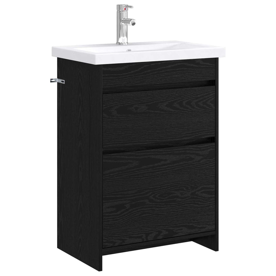 Badkamermeubelset Zwart eiken 61 x 40 x 84,5 cm Bewerkt hout