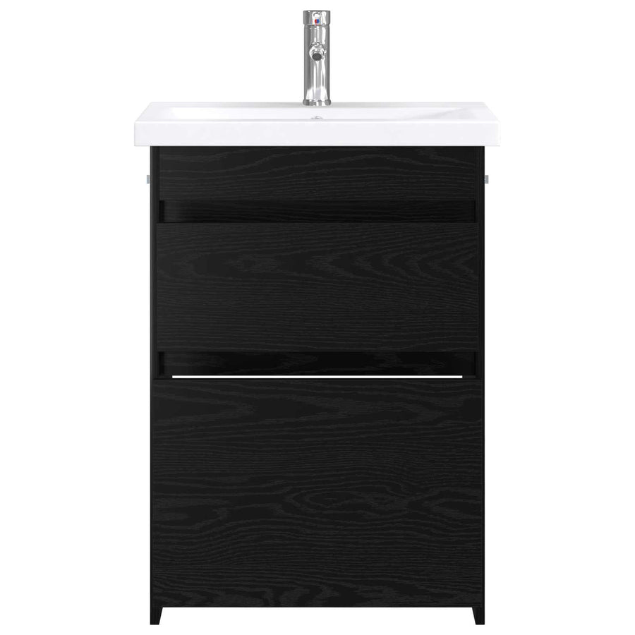 Badkamermeubelset Zwart eiken 61 x 40 x 84,5 cm Bewerkt hout