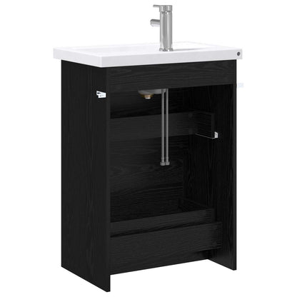 Badkamermeubelset Zwart eiken 61 x 40 x 84,5 cm Bewerkt hout