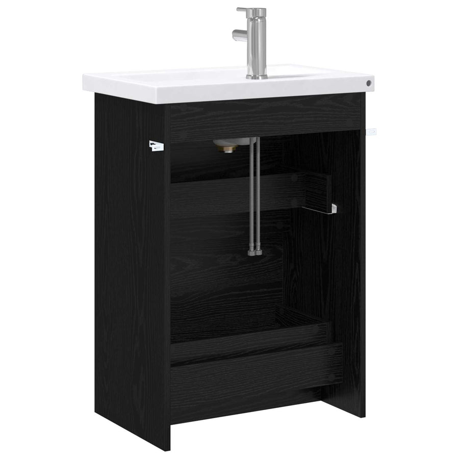 Badkamermeubelset Zwart eiken 61 x 40 x 84,5 cm Bewerkt hout