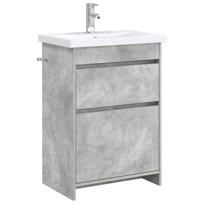 Badkamermeubelset Betongrijs 61 x 40 x 84,5 cm Bewerkt hout