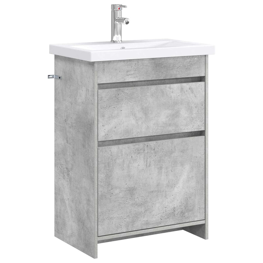 Badkamermeubelset Betongrijs 61 x 40 x 84,5 cm Bewerkt hout