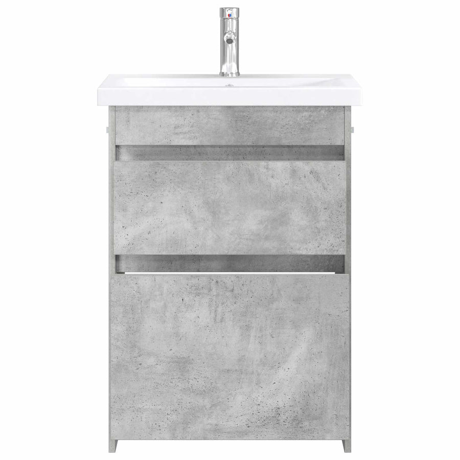 Badkamermeubelset Betongrijs 61 x 40 x 84,5 cm Bewerkt hout