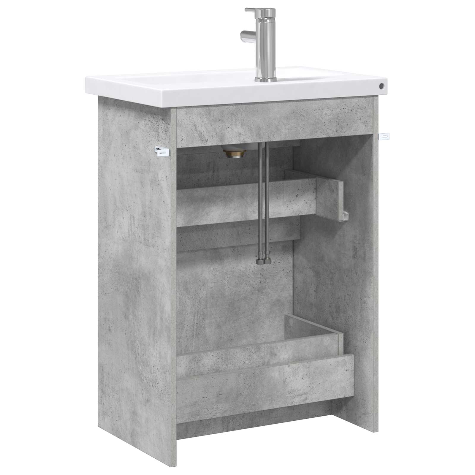 Badkamermeubelset Betongrijs 61 x 40 x 84,5 cm Bewerkt hout