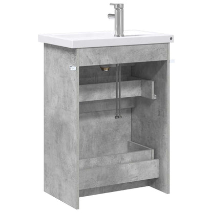 Badkamermeubelset Betongrijs 61 x 40 x 84,5 cm Bewerkt hout