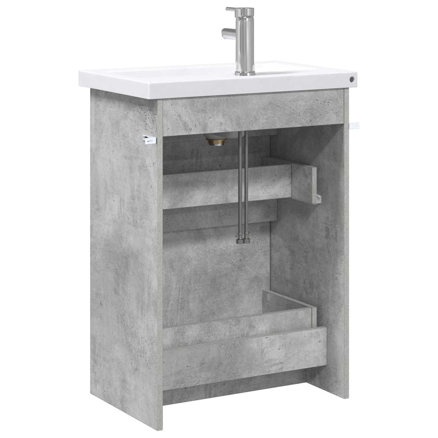 Badkamermeubelset Betongrijs 61 x 40 x 84,5 cm Bewerkt hout