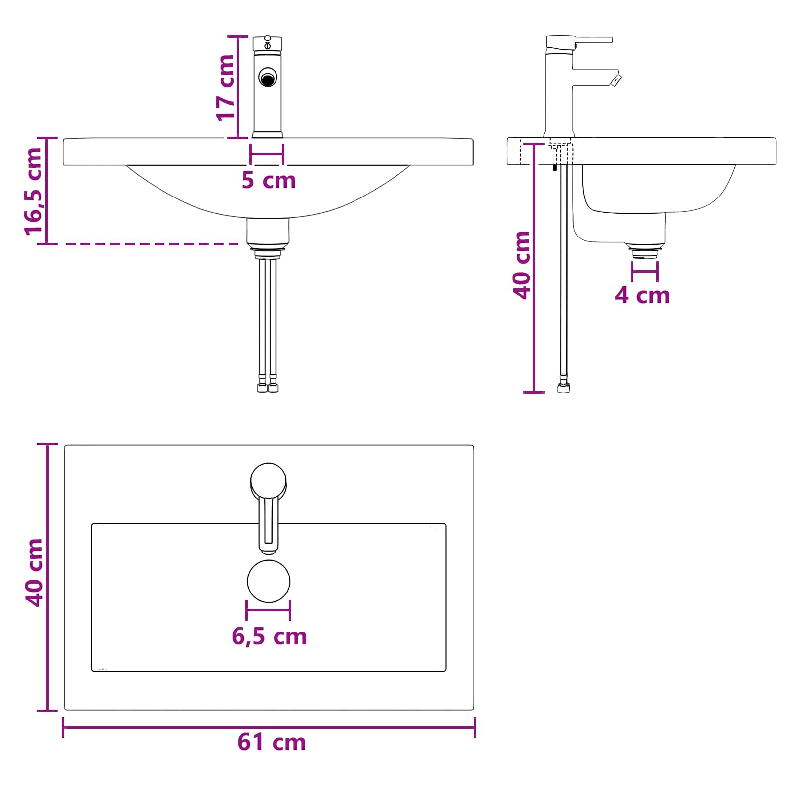 Badkamermeubelset Gerookt eiken 61 x 40 x 84,5 cm Bewerkt hout