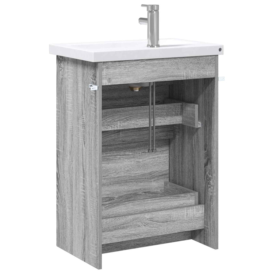 Badkamermeubelset Grijs Sonoma 61 x 40 x 84,5 cm Bewerkt hout