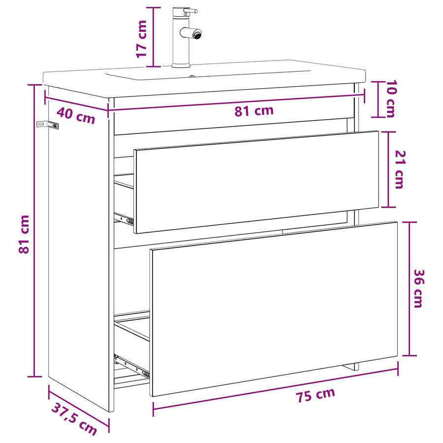 Badkamermeubelset Wit 81 x 40 x 84,5 cm Bewerkt hout