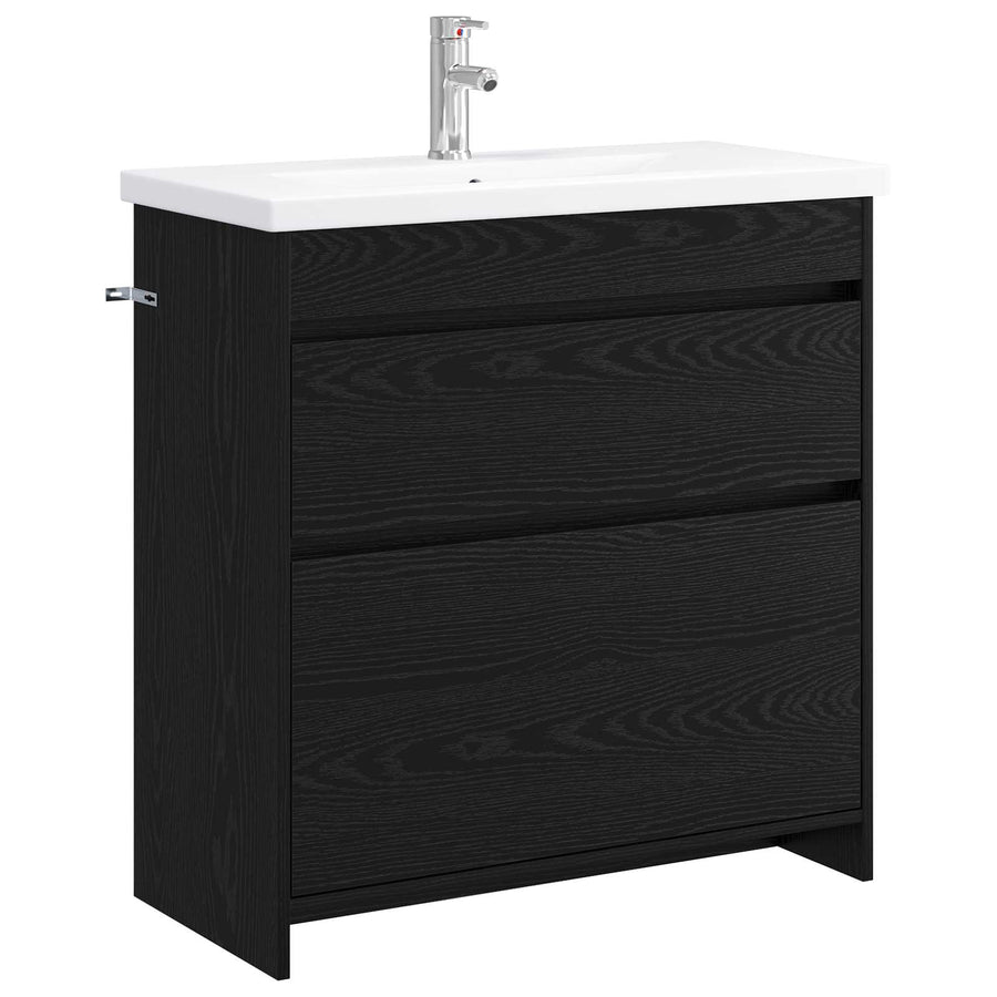 Badkamermeubelset Zwart eiken 81 x 40 x 84,5 cm Bewerkt hout