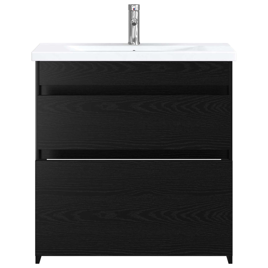 Badkamermeubelset Zwart eiken 81 x 40 x 84,5 cm Bewerkt hout
