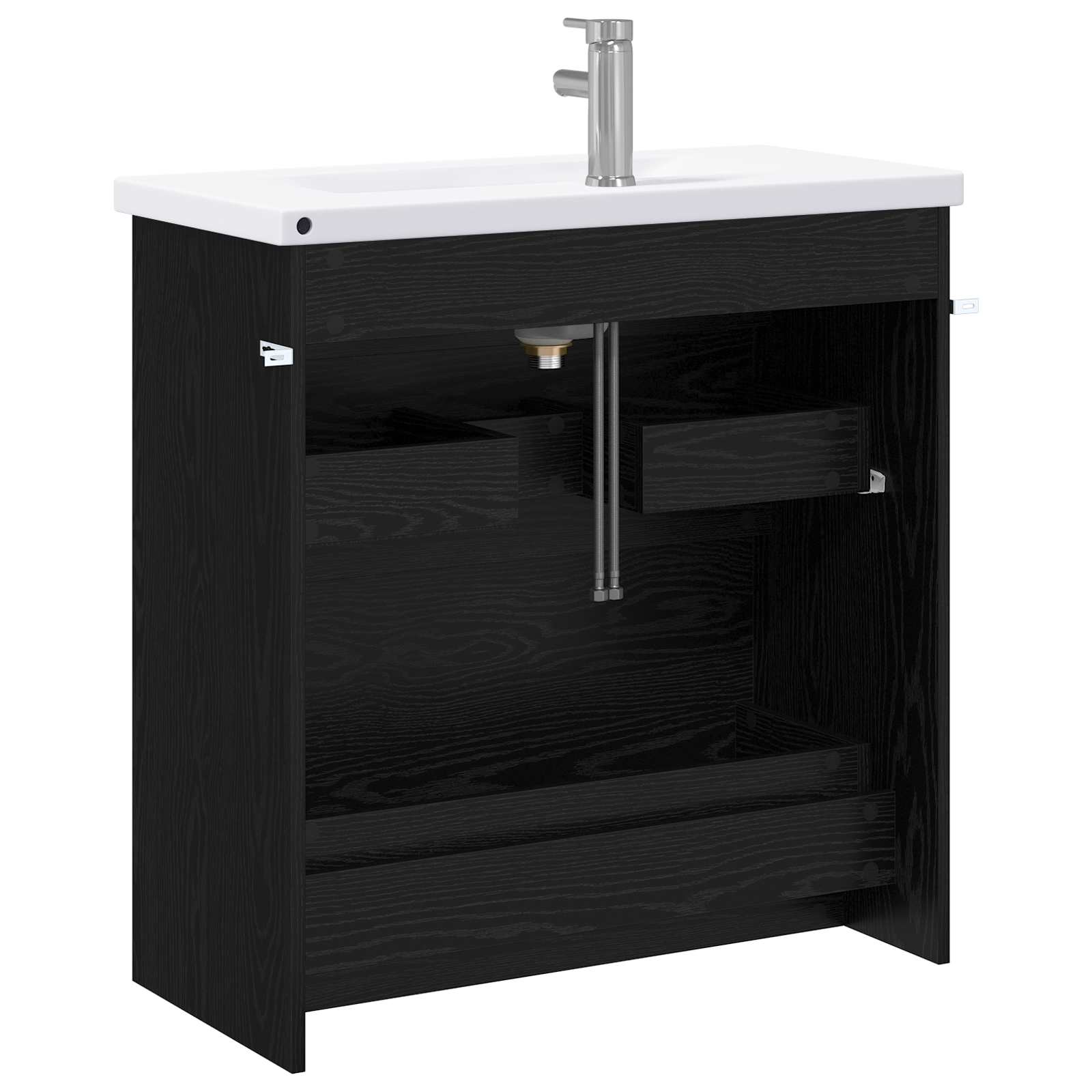 Badkamermeubelset Zwart eiken 81 x 40 x 84,5 cm Bewerkt hout