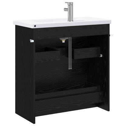 Badkamermeubelset Zwart eiken 81 x 40 x 84,5 cm Bewerkt hout