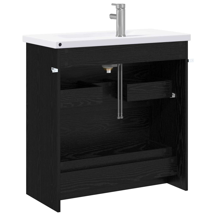 Badkamermeubelset Zwart eiken 81 x 40 x 84,5 cm Bewerkt hout