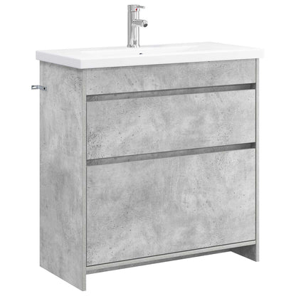 Badkamermeubelset Betongrijs 81 x 40 x 84,5 cm Bewerkt hout