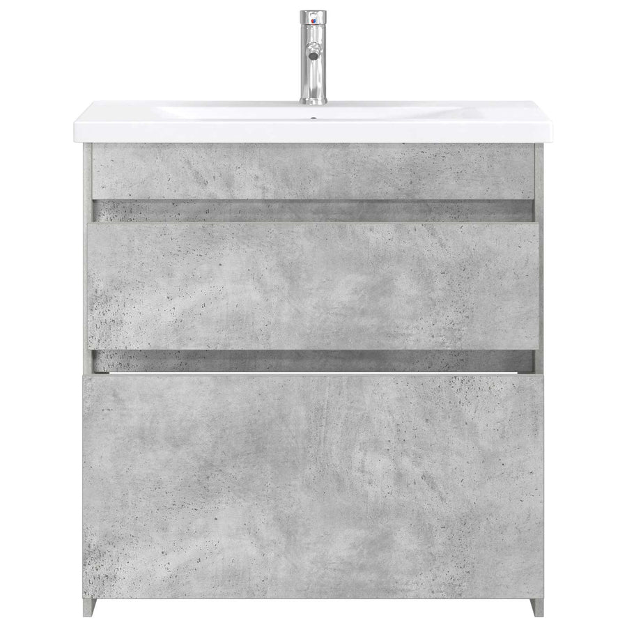Badkamermeubelset Betongrijs 81 x 40 x 84,5 cm Bewerkt hout