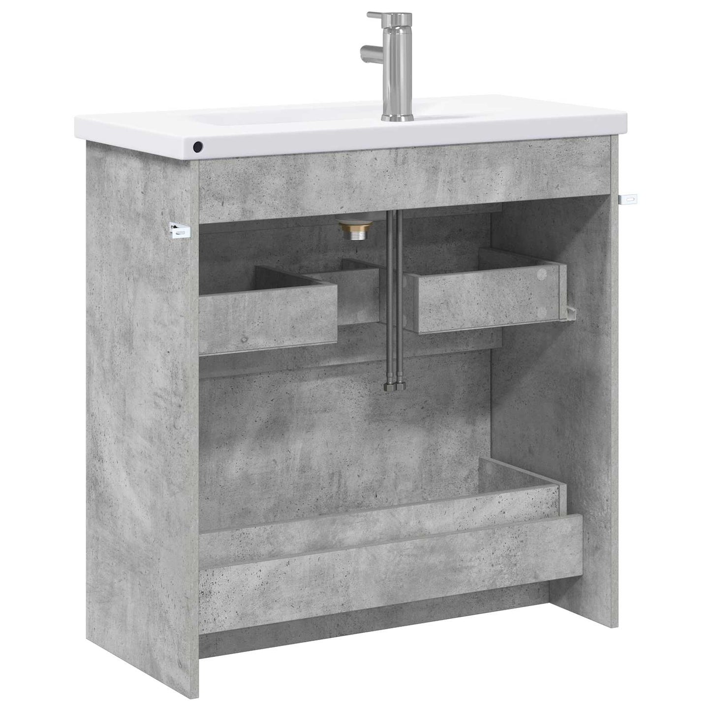 Badkamermeubelset Betongrijs 81 x 40 x 84,5 cm Bewerkt hout