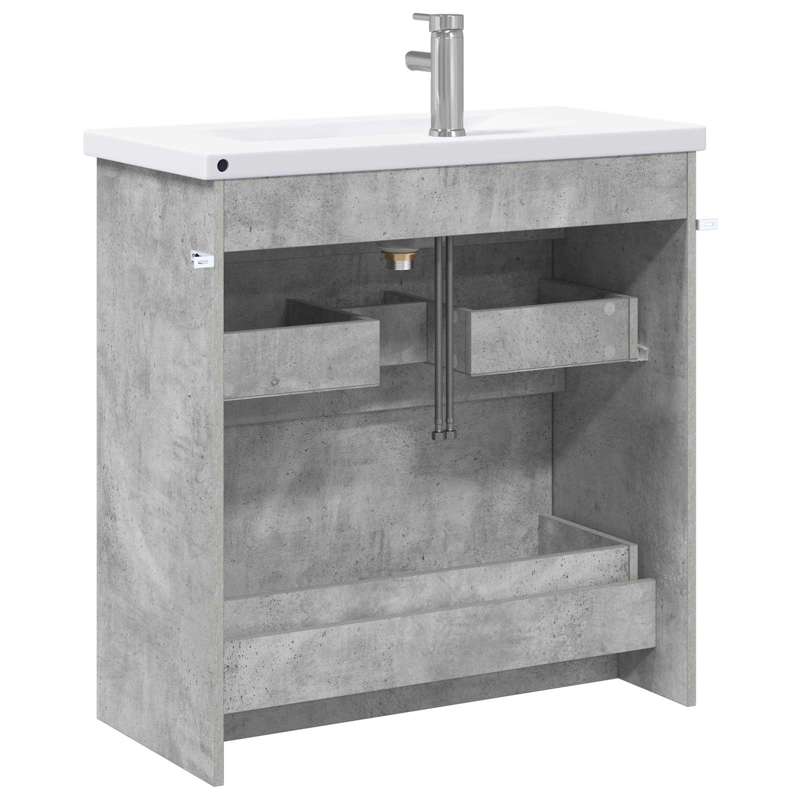 Badkamermeubelset Betongrijs 81 x 40 x 84,5 cm Bewerkt hout