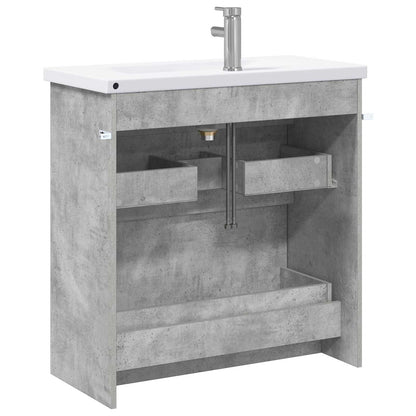 Badkamermeubelset Betongrijs 81 x 40 x 84,5 cm Bewerkt hout