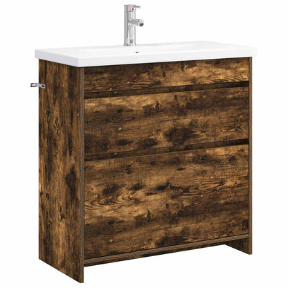 Badkamermeubelset Gerookt eiken 81 x 40 x 84,5 cm Bewerkt hout