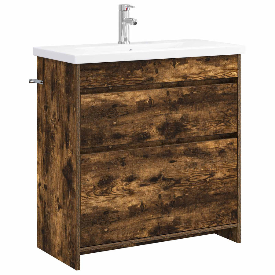 Badkamermeubelset Gerookt eiken 81 x 40 x 84,5 cm Bewerkt hout